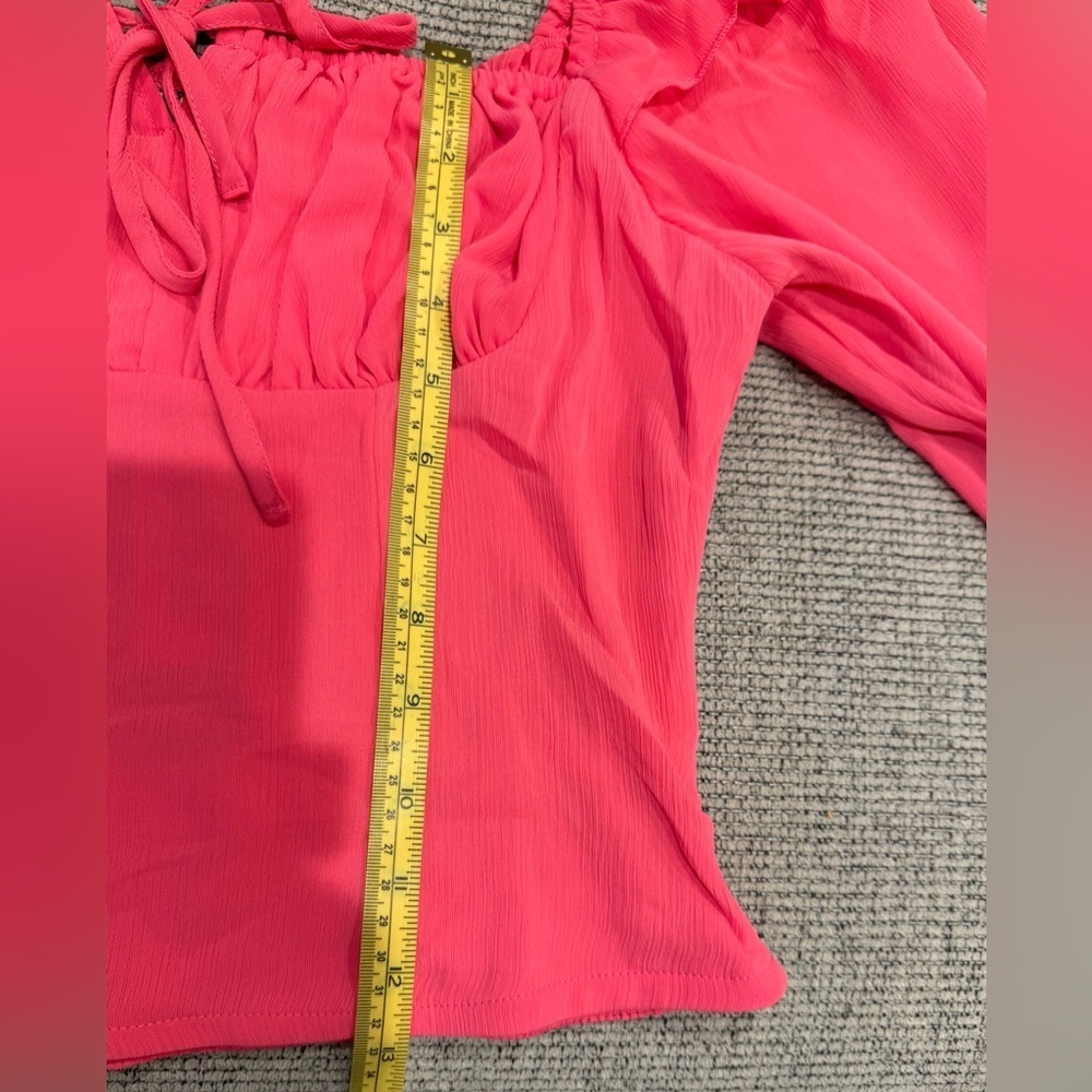 VICI Collection Julie Ruffle Shoulder Crop Top in Pink at Nordstrom, Size MEDIUM - Picture 11 of 11